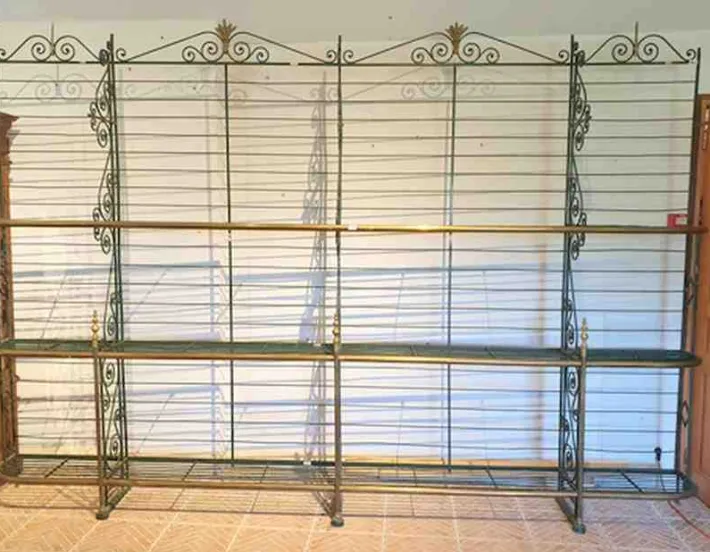 Pamono Bakers Shelf in Wrought Iron and Brass, 1900s Hot