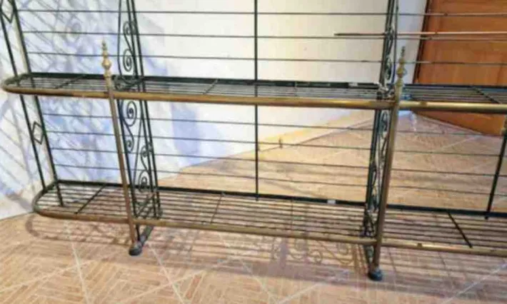 Pamono Bakers Shelf in Wrought Iron and Brass, 1900s Hot