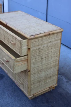 Pamono Bamboo and Rattan Chest of Drawers, Italy, 1950s Best