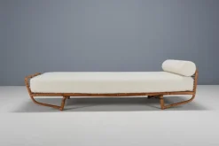 Pamono Bamboo and Rattan Daybed in Bouclé, Italy, 1960s Clearance