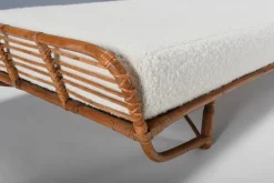 Pamono Bamboo and Rattan Daybed in Bouclé, Italy, 1960s Clearance