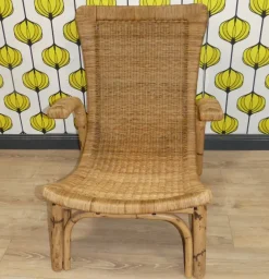 Pamono Bamboo and Rattan Lounge Chair from Arco, 1960s Online
