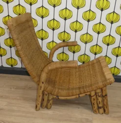 Pamono Bamboo and Rattan Lounge Chair from Arco, 1960s Online