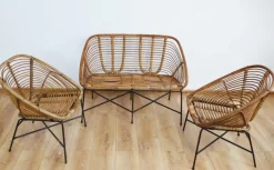 Pamono Bamboo Furniture Set, 1970s, Set of 4 New
