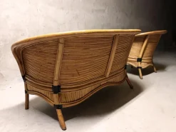 Pamono Bamboo Rattan Lounge Chairs from Rausch, Set of 3 Sale