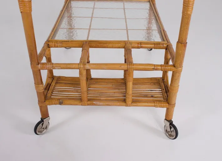 Pamono Bamboo Trolley Serving Tray, 1960s Best