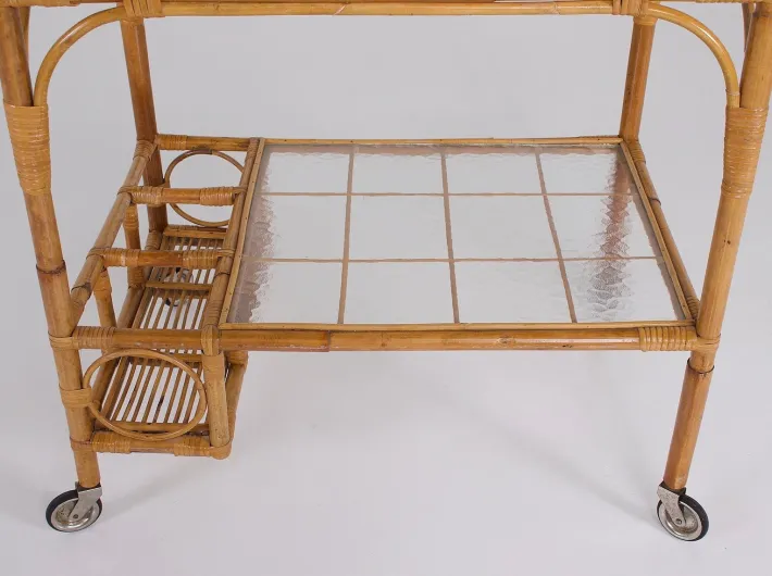 Pamono Bamboo Trolley Serving Tray, 1960s Best