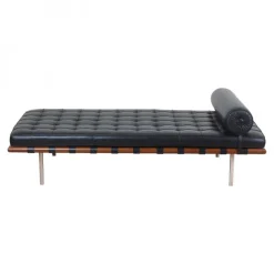 Pamono Barcelona Daybed in Black Leather by Ludwig Mies Van Der Rohe Online