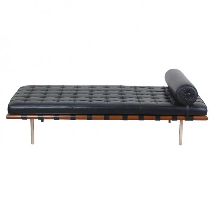 Pamono Barcelona Daybed in Black Leather by Ludwig Mies Van Der Rohe Online