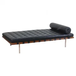Pamono Barcelona Daybed in Black Leather by Ludwig Mies Van Der Rohe Online