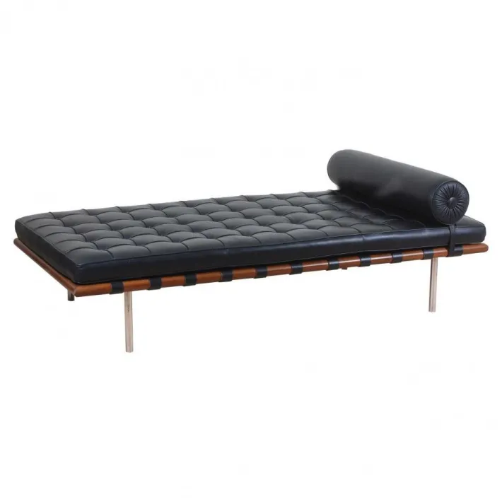 Pamono Barcelona Daybed in Black Leather by Ludwig Mies Van Der Rohe Online