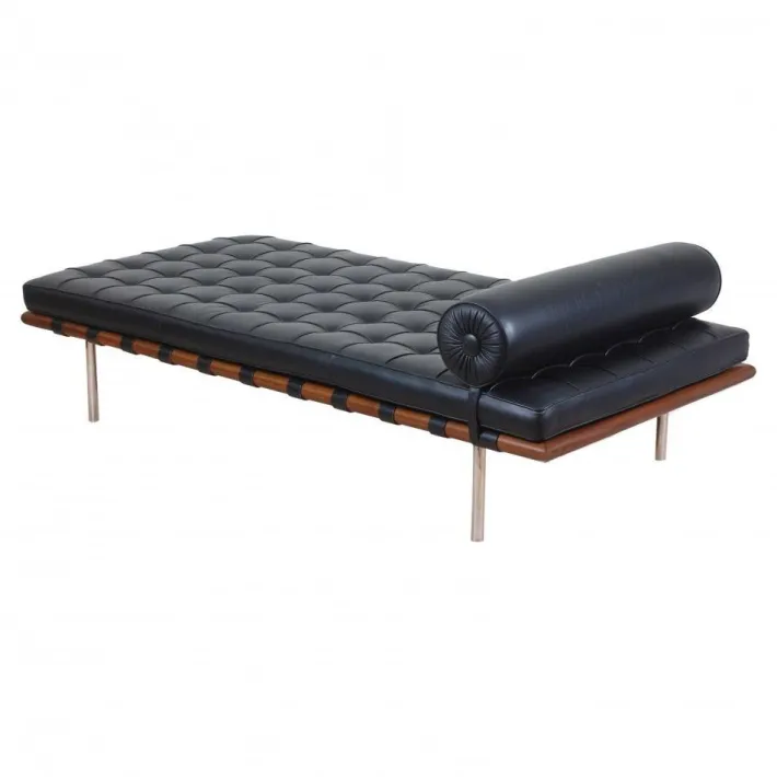 Pamono Barcelona Daybed in Black Leather by Ludwig Mies Van Der Rohe Online
