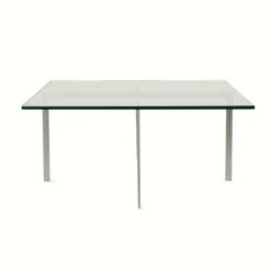 Pamono Barcelona Glass Coffee Table in Chrome by Ludwig Mies Van Der Rohe for Knoll International New