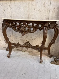 Pamono Baroque Console and Mirror in Wood, 1900s, Set of 2 Discount