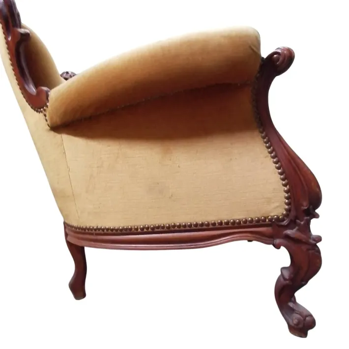 Pamono Baroque Sofa in Golden Velvet, 1950s Clearance