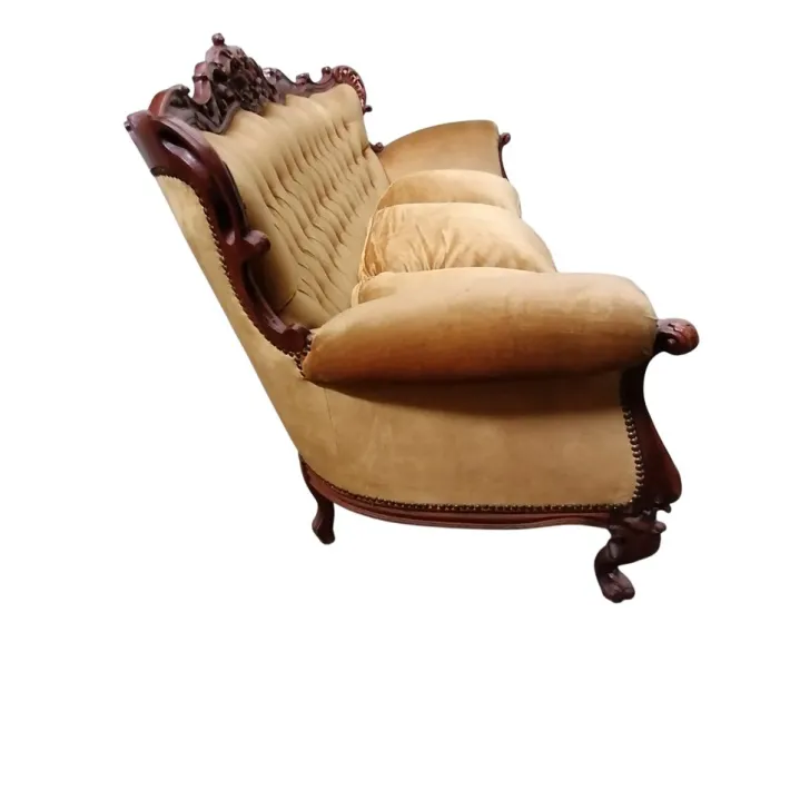 Pamono Baroque Sofa in Golden Velvet, 1950s Clearance