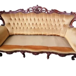 Pamono Baroque Sofa in Golden Velvet, 1950s Clearance