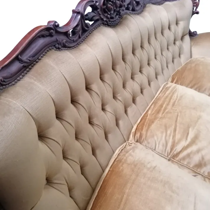 Pamono Baroque Sofa in Golden Velvet, 1950s Clearance