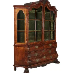 Pamono Baroque Walnut Display Cabinet, Holland, 1750s