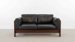 Pamono Bastiano Sofa in Black Leather by Tobia Scarpa for Gavina / Knoll, 1970s Sale