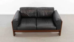 Pamono Bastiano Sofa in Black Leather by Tobia Scarpa for Gavina / Knoll, 1970s Sale