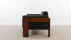 Pamono Bastiano Sofa in Black Leather by Tobia Scarpa for Gavina / Knoll, 1970s Sale