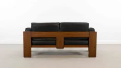 Pamono Bastiano Sofa in Black Leather by Tobia Scarpa for Gavina / Knoll, 1970s Sale