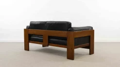 Pamono Bastiano Sofa in Black Leather by Tobia Scarpa for Gavina / Knoll, 1970s Sale