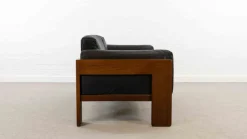 Pamono Bastiano Sofa in Black Leather by Tobia Scarpa for Gavina / Knoll, 1970s Sale