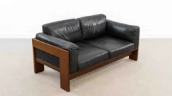 Pamono Bastiano Sofa in Black Leather by Tobia Scarpa for Gavina / Knoll, 1970s Sale