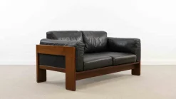 Pamono Bastiano Sofa in Black Leather by Tobia Scarpa for Gavina / Knoll, 1970s Sale