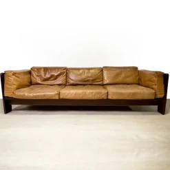 Pamono Bastiano Sofa in Rosewood and Leather by Afra and Tobia Scarpa, 1970s Best