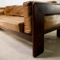 Pamono Bastiano Sofa in Rosewood and Leather by Afra and Tobia Scarpa, 1970s Best