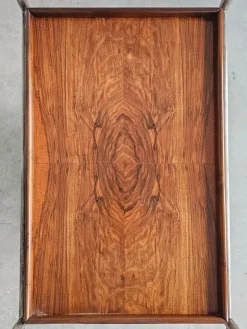 Pamono Bauhaus Bar Cart in Walnut Root Veneer and Steel Construction, 1920s Clearance