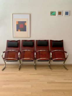 Pamono Bauhaus Cinema Series Chrome & Leather Armchair Bench Basel Cinema by Pfalzberger, 1970s Discount