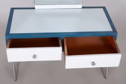 Pamono Bauhaus Dressing Table with Mirror in Chrome & White Glass attributed to Vichr a Spol., 1930s Sale
