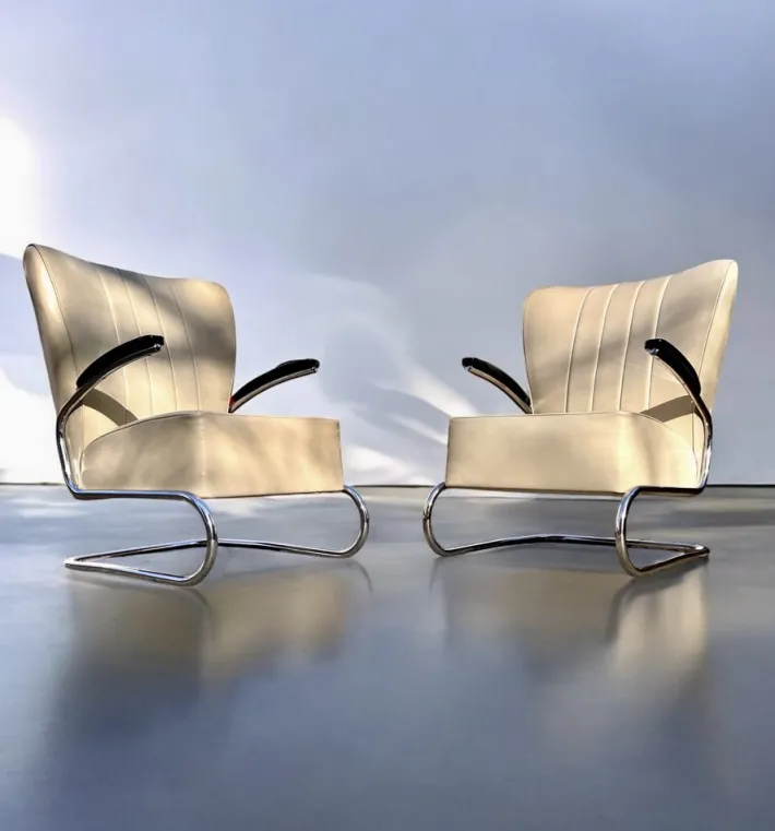 Pamono Bauhaus Modern Tubular Steel Club Seating Group Sofa + 2 Cantilever Armchairs Lounge Chairs by Mauser Werke, 3-piece CS Series, Germany, Club Möbel, 1958