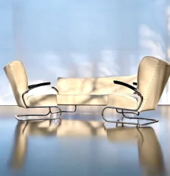 Pamono Bauhaus Modern Tubular Steel Club Seating Group Sofa + 2 Cantilever Armchairs Lounge Chairs by Mauser Werke, 3-piece CS Series, Germany, Club Möbel, 1958