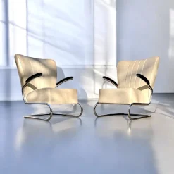 Pamono Bauhaus Modern Tubular Steel Club Seating Group Sofa + 2 Cantilever Armchairs Lounge Chairs by Mauser Werke, 3-piece CS Series, Germany, Club Möbel, 1958