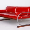Pamono Bauhaus Red Sofa in Chrome-Plated Steel & High Quality Leather attributed to Robert Slezák, Czech, 1930s Best