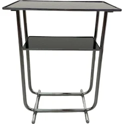 Pamono Bauhaus Side Table with Black Glass Top, 1950s Sale