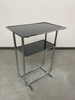 Pamono Bauhaus Side Table with Black Glass Top, 1950s Sale