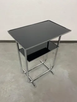 Pamono Bauhaus Side Table with Black Glass Top, 1950s Sale