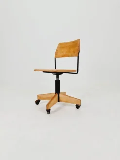 Pamono Bauhaus Swivel Office Chair in Wood from Giroflex, 1960s Discount