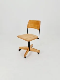 Pamono Bauhaus Swivel Office Chair in Wood from Giroflex, 1960s Discount