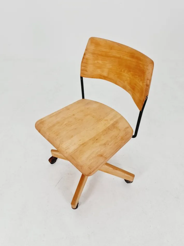 Pamono Bauhaus Swivel Office Chair in Wood from Giroflex, 1960s Discount