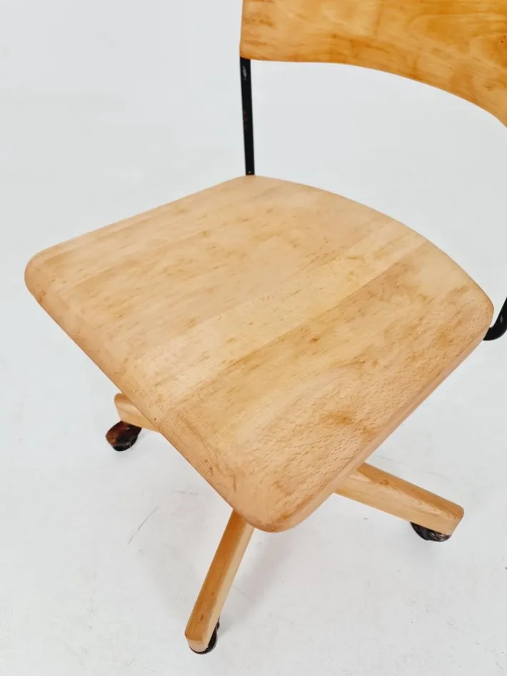 Pamono Bauhaus Swivel Office Chair in Wood from Giroflex, 1960s Discount