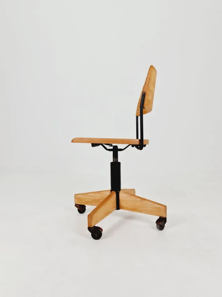 Pamono Bauhaus Swivel Office Chair in Wood from Giroflex, 1960s Discount