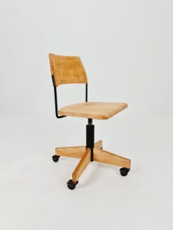 Pamono Bauhaus Swivel Office Chair in Wood from Giroflex, 1960s Discount