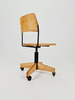 Pamono Bauhaus Swivel Office Chair in Wood from Giroflex, 1960s Discount